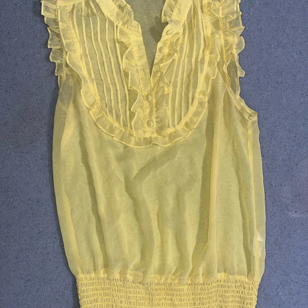 No. 21 Sheer Yellow Ruffled Blouse